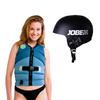 Pack Jobe Chaleco Salvavidas Unify Neopreno Mujer Azul Y Jobe Casco Para Agua Negro