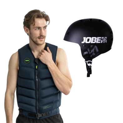 Pack Jobe Chaleco Salvavidas Fragment Neopreno Hombre Y Jobe Casco Para Agua Negro