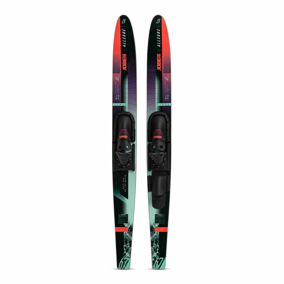 Jobe Par Ski Acuático Allegre Combo 67" Rojo con Fijaciones