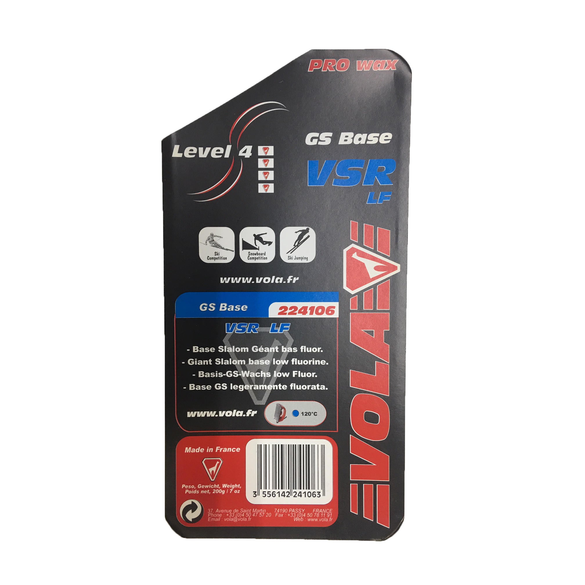Vola Cera Base para Ski VSR LF 200g Azul
